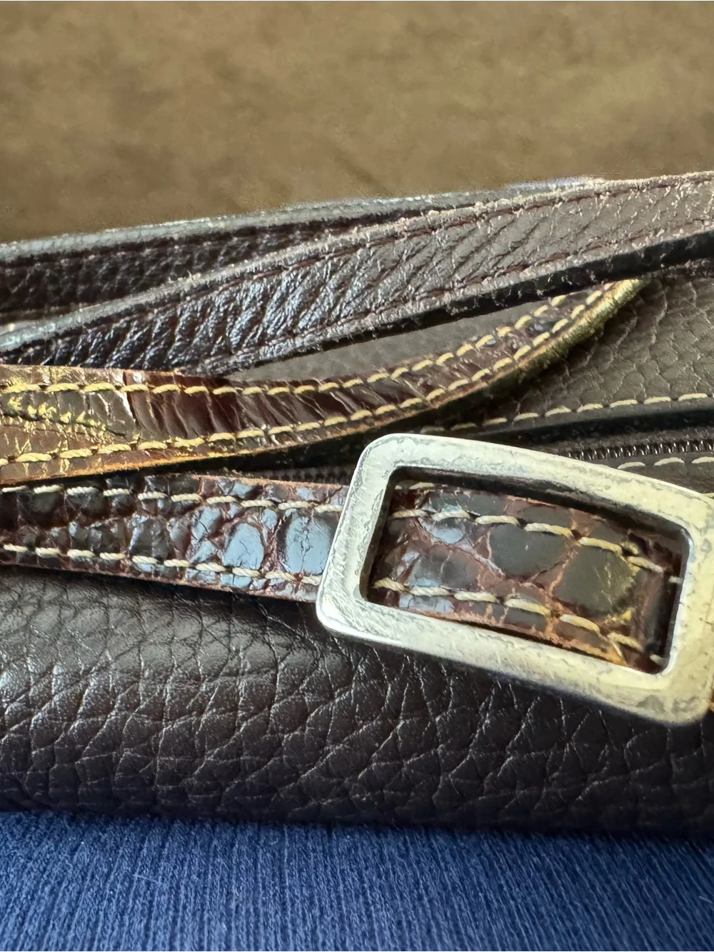 Brighton Women’s Brown Leather Wallet lwith Decorative Silver Chain